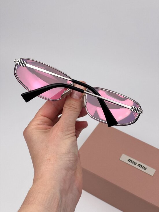 Miu Miu Women’s Sunglasses Silver Pink Wraparound MUA50S 1BC70J New & Authentic main image 7
